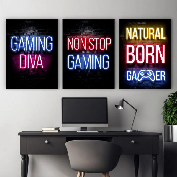 Neon Gamingplakat - Natural Born Gamer