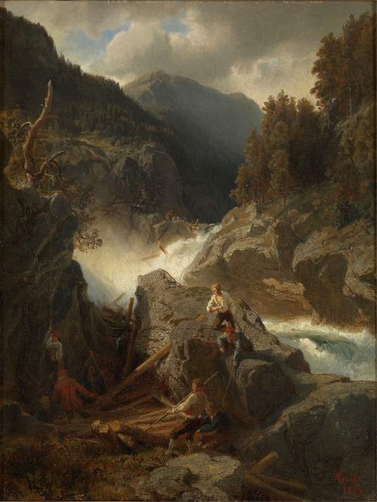 Hans Gude - Foss i Hallingdal