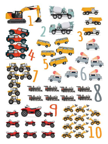 Vehicle poster with numbers 1-10