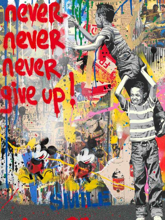 Mr Brainwash - Banksy - Giv aldrig nogensinde op