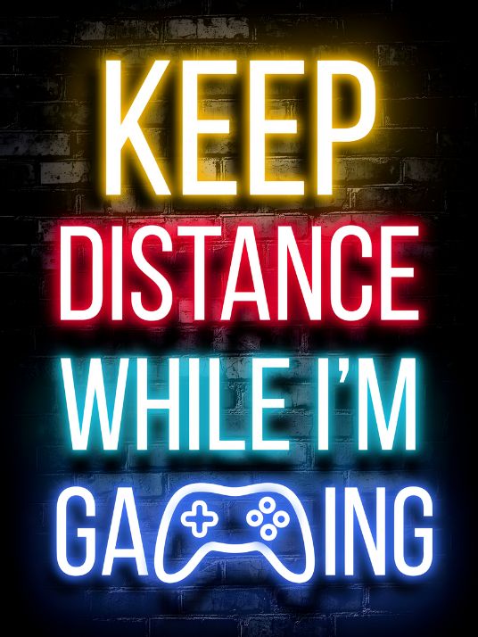 Neon Gamingplakat - Keep Distance