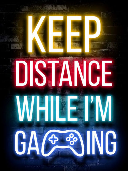 Neon Gamingplakat - Keep Distance