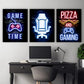 Neon Gaming poster - Pizza and gaming
