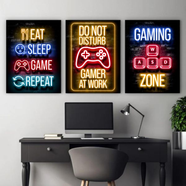 Neon Gamingplakat - Gamer at work