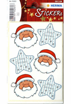 Santa Claus and poinsettias - Stickers
