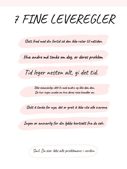 7 fine leveregler - Plakat