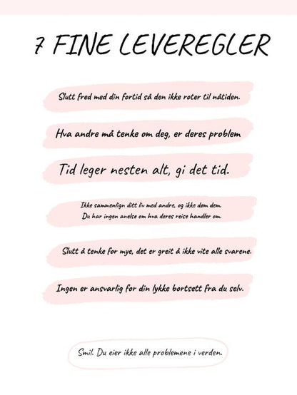 7 fine leveregler - Plakat