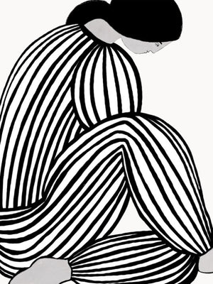 Black And White Abstract Striped Woman