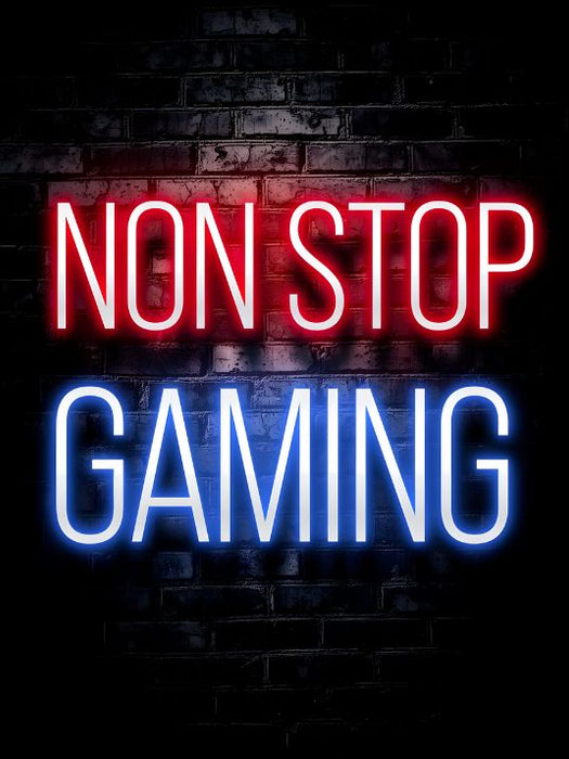 Neon Gamingplakat - Non Stop Gaming