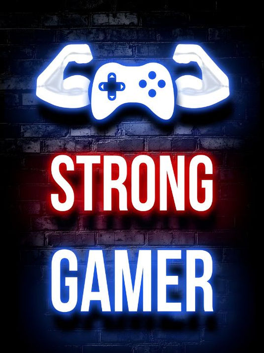 Neon Gamingplakat - Strong Gamer