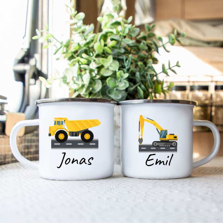 Vehicle mug for children with their own name