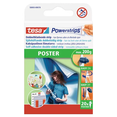 Tesa Powerstrips for montering av plakater på vegg