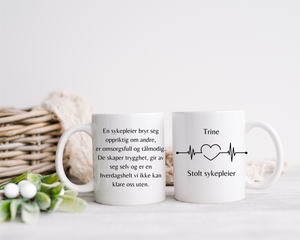 Kopp til sykepleier med eget navn