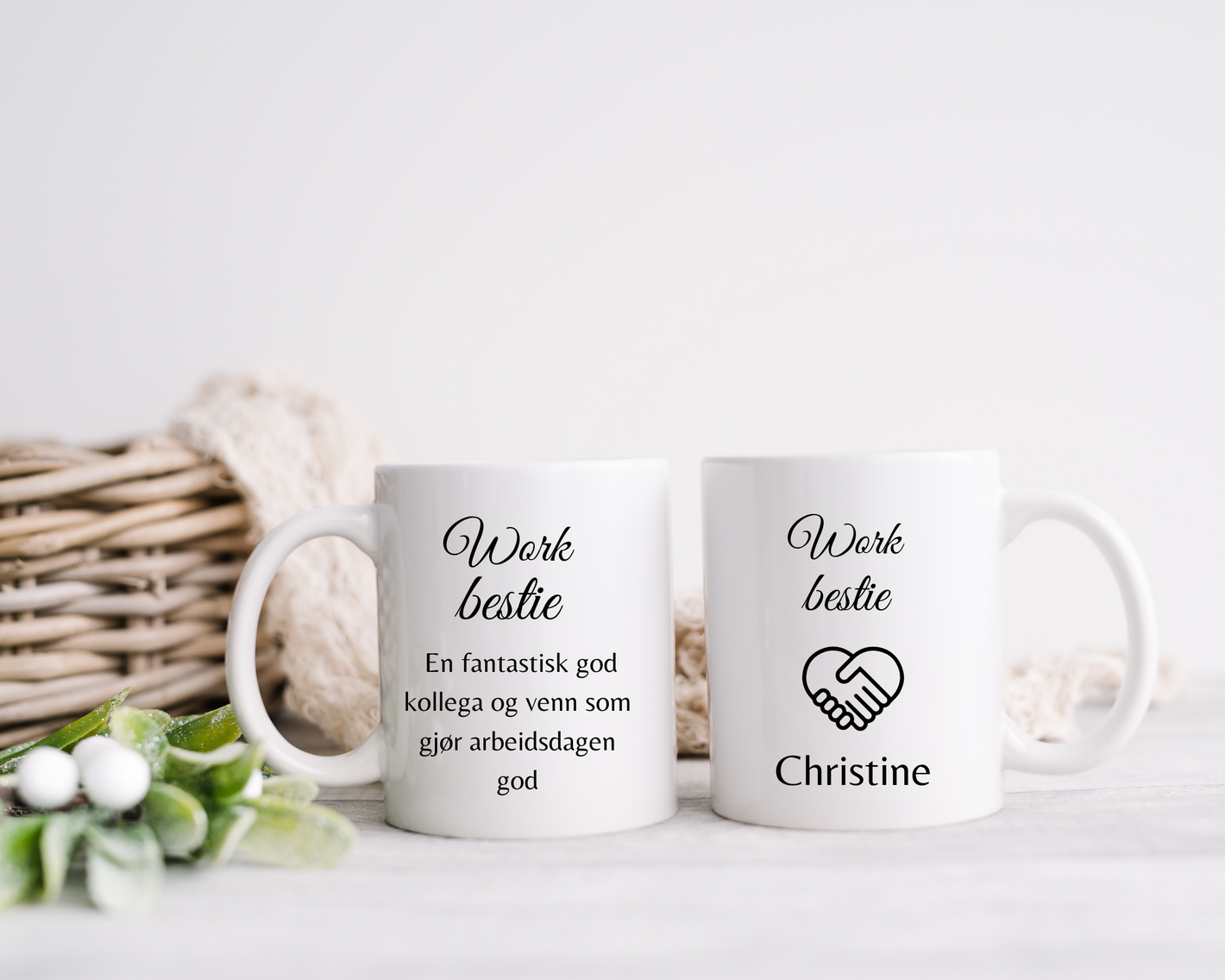 Krus til en god venn og kollega - med eget navn på