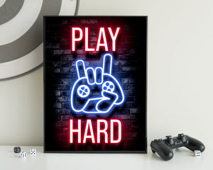 Neon Gaming Poster - Play Hard