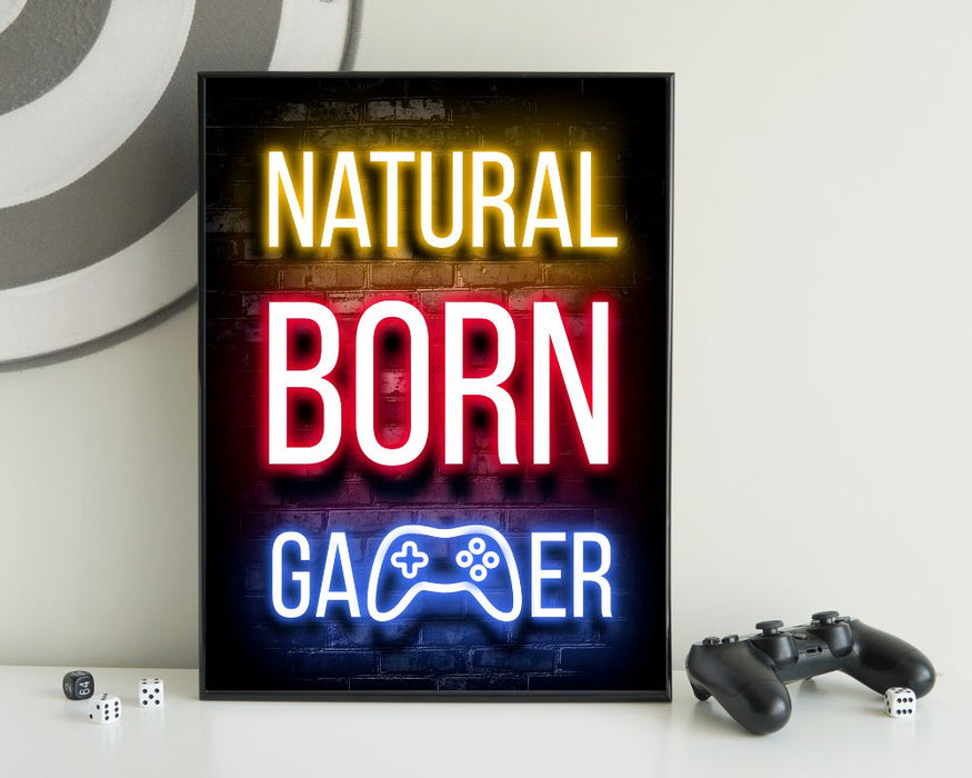 Neon Gamingplakat - Natural Born Gamer