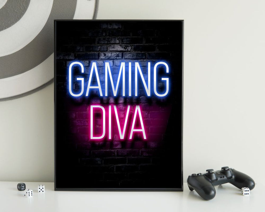 Neon Gamingplakat - Gaming Diva
