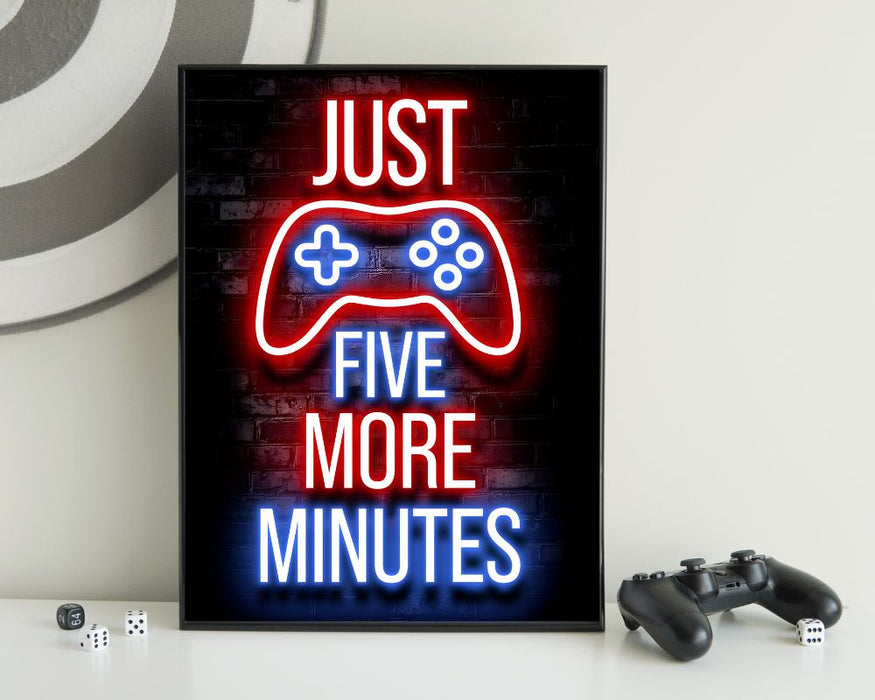 Neon Gamingplakat - Five more minutes