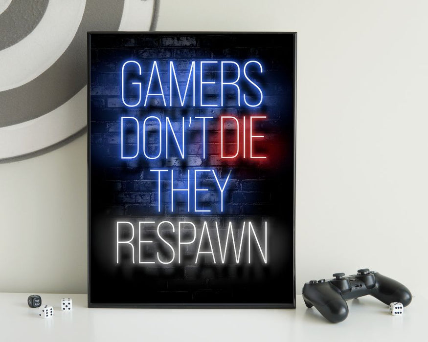 Neon Gamingplakat - Gamers dont die