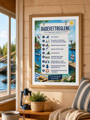 Badevettreglene plakat – trygg sommer ved vannet