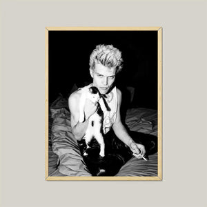 Billy Idol-plakat i svart-hvitt – retro punkrock og 80-tallsstil