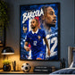 Bradley Barcola fotballplakat i svart ramme på ungdomsrom