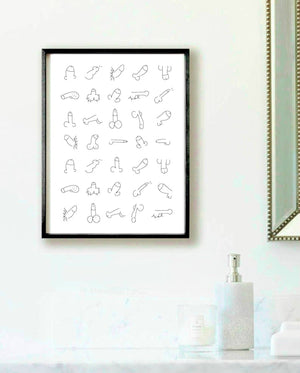 Forskjellige peniser - Line Art Plakat