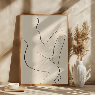 Minimal line art sitting nude