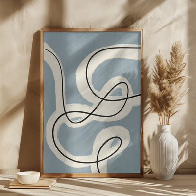 Minimalist line art in blue grey