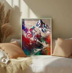 Mountain biker sport art