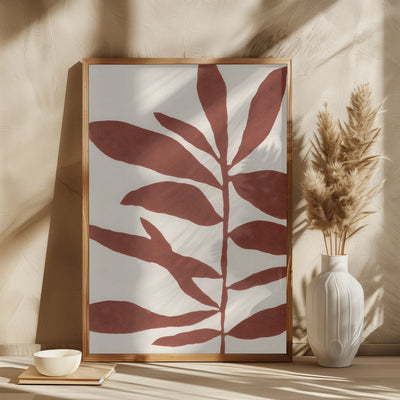 Linocut Branch #3 : Saffron Red