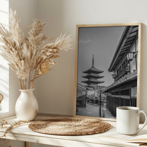 Historic Kyoto with Yasaka Pagoda - monochrome