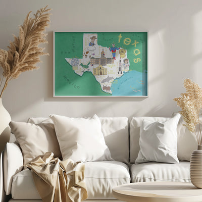 Illustrert kart over Texas