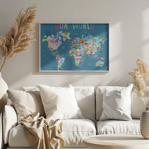 Illustrated world map for children