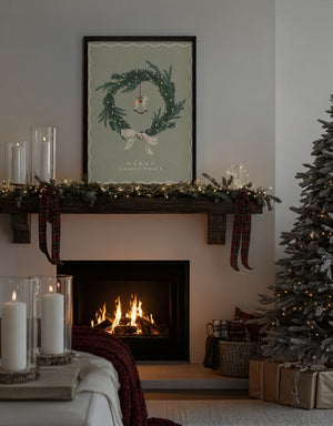 Heste legetøj på julekrans med sløjfe