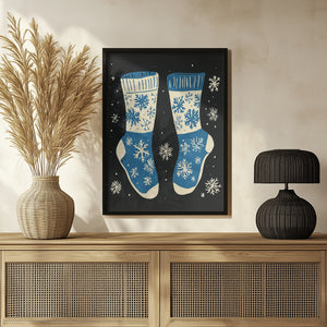 Vintage Socks Knittwear Blue On Black