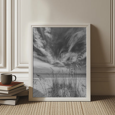 Heavenly monochrome calmness on the beach