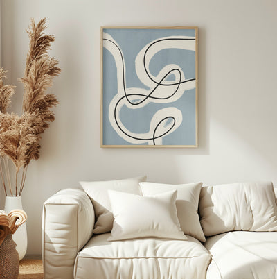 Minimalist line art in blue grey