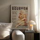 Bourbon Wall Art. Sexy Vintage Pin Up Girl Drinking Whiskey