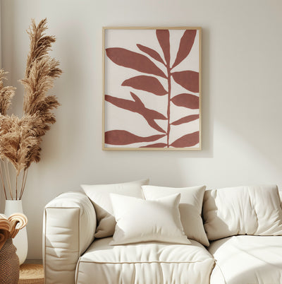 Linocut Branch #3 : Saffron Red