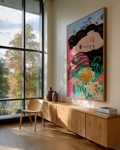 Expressive Figure Surrounded By Colorful Flowers