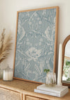Floral Heritage Morris monochrome stripes chalky blue pattern