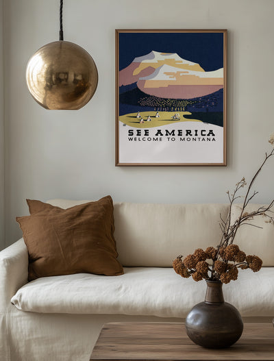 See America. Welcome To Montana (1936) Travel Poster By Richard Halls