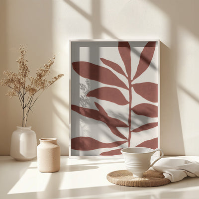 Linocut Branch #3 : Saffron Red