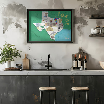 Illustrert kart over Texas