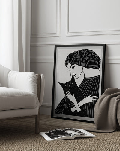 Cat Lady with Black Cat