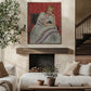 Jeune Femme Assise En Robe Grise
