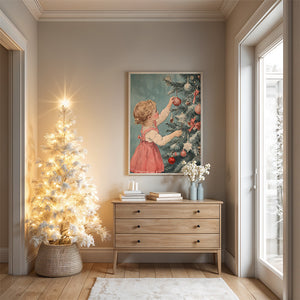 Young Girl At Chritmas Tree 1950s Style