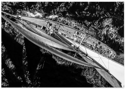 Above the racing ship