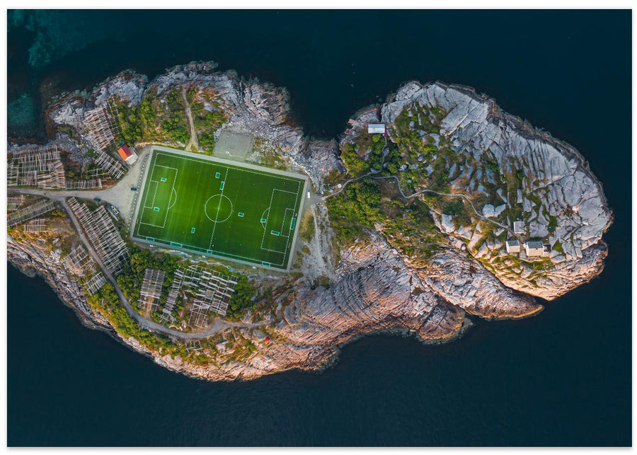 Football field on the edge of the world